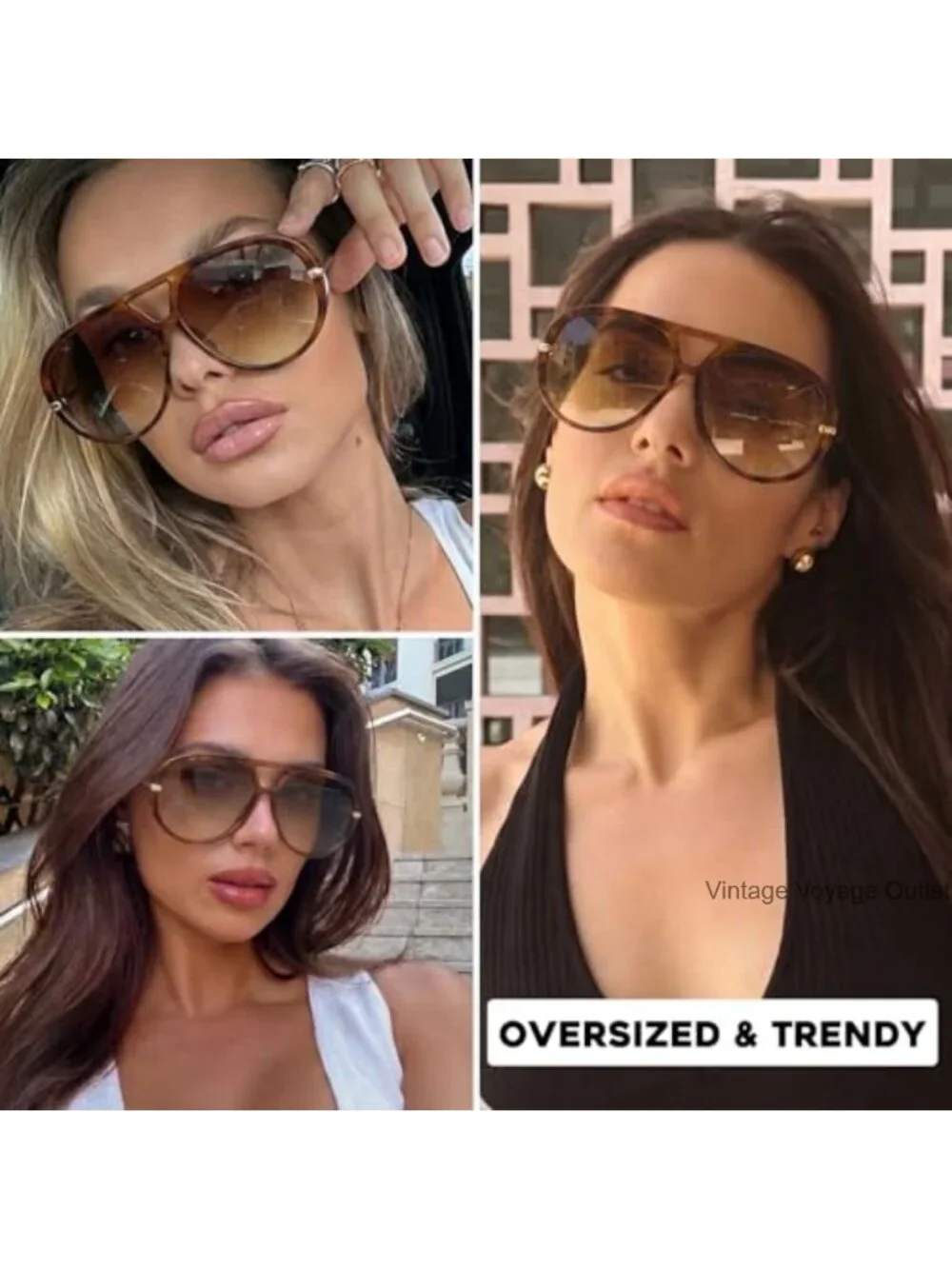 Oversized Aviator Sunglasses for Women Retro Style UV400 Protection